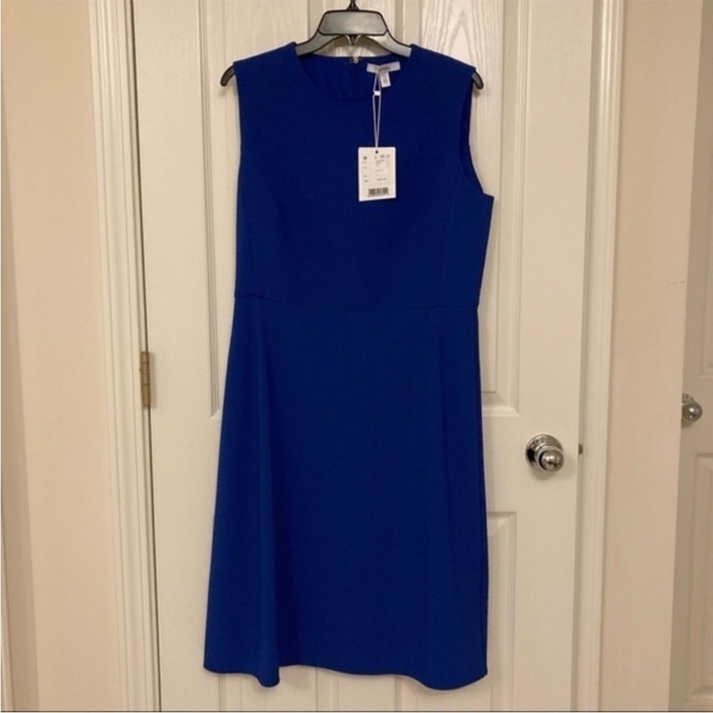 MAX MARA Giara Sleeveless A-Line Stretch-Crepe Dress in Royal Blue Size 14 - Picture 4 of 15
